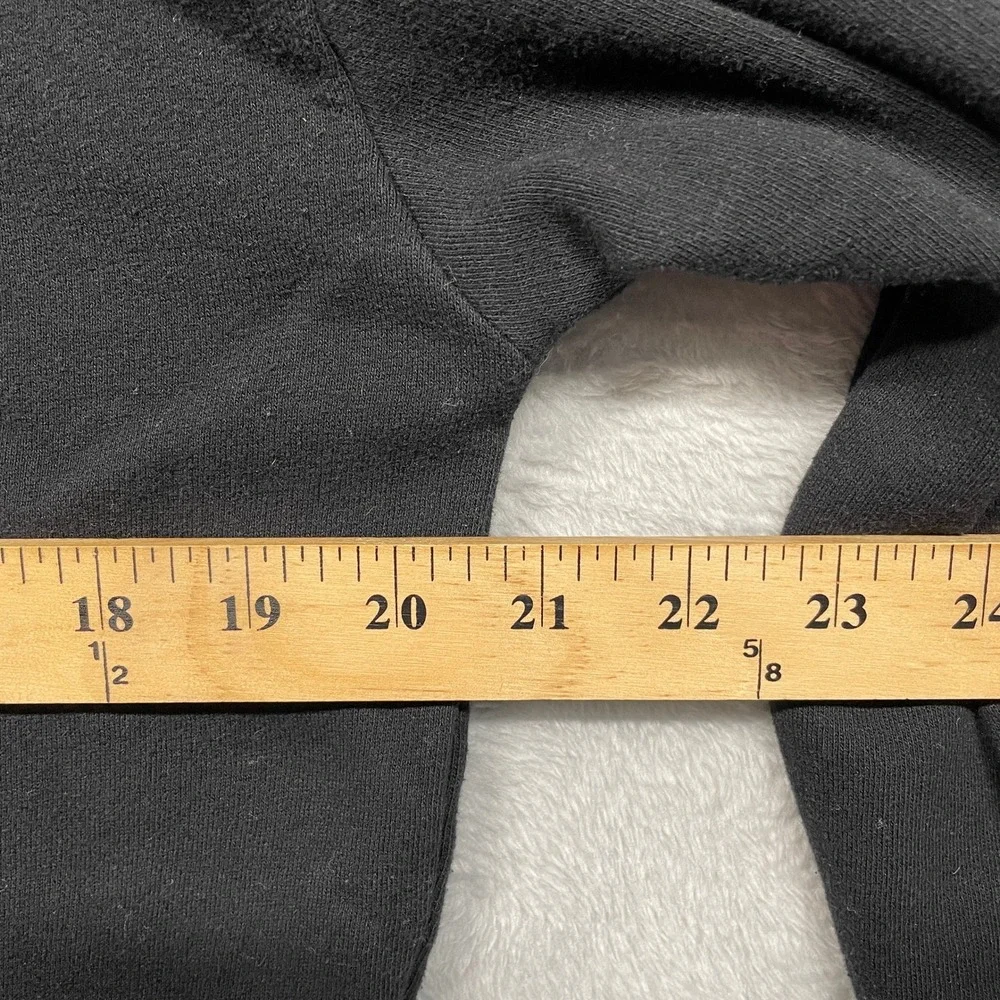 PINK Victoria's Secret Zip Hoodie Women Medium Black Sherpa Hood white Stripe - Picture 9 of 11
